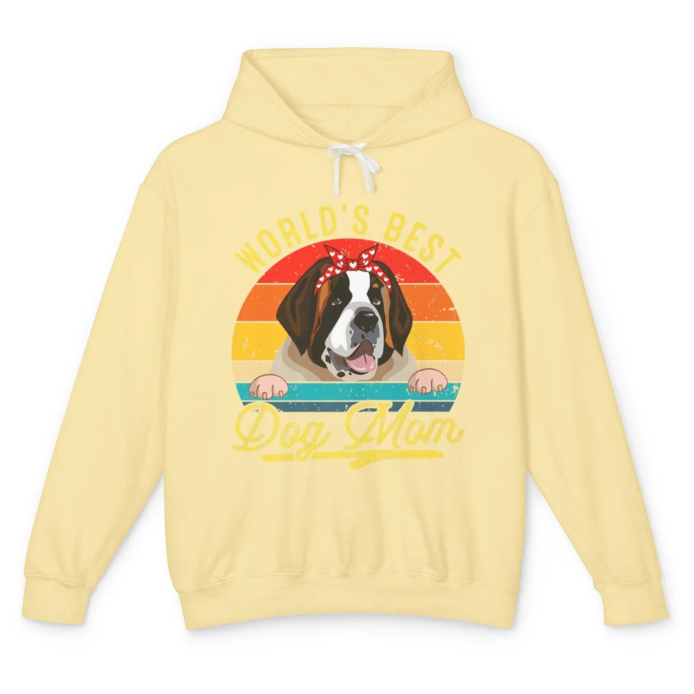 World Best Saint Bernard Dog Mom Funny Sunflower Mothers Day Unisex Lightweight Hoodie