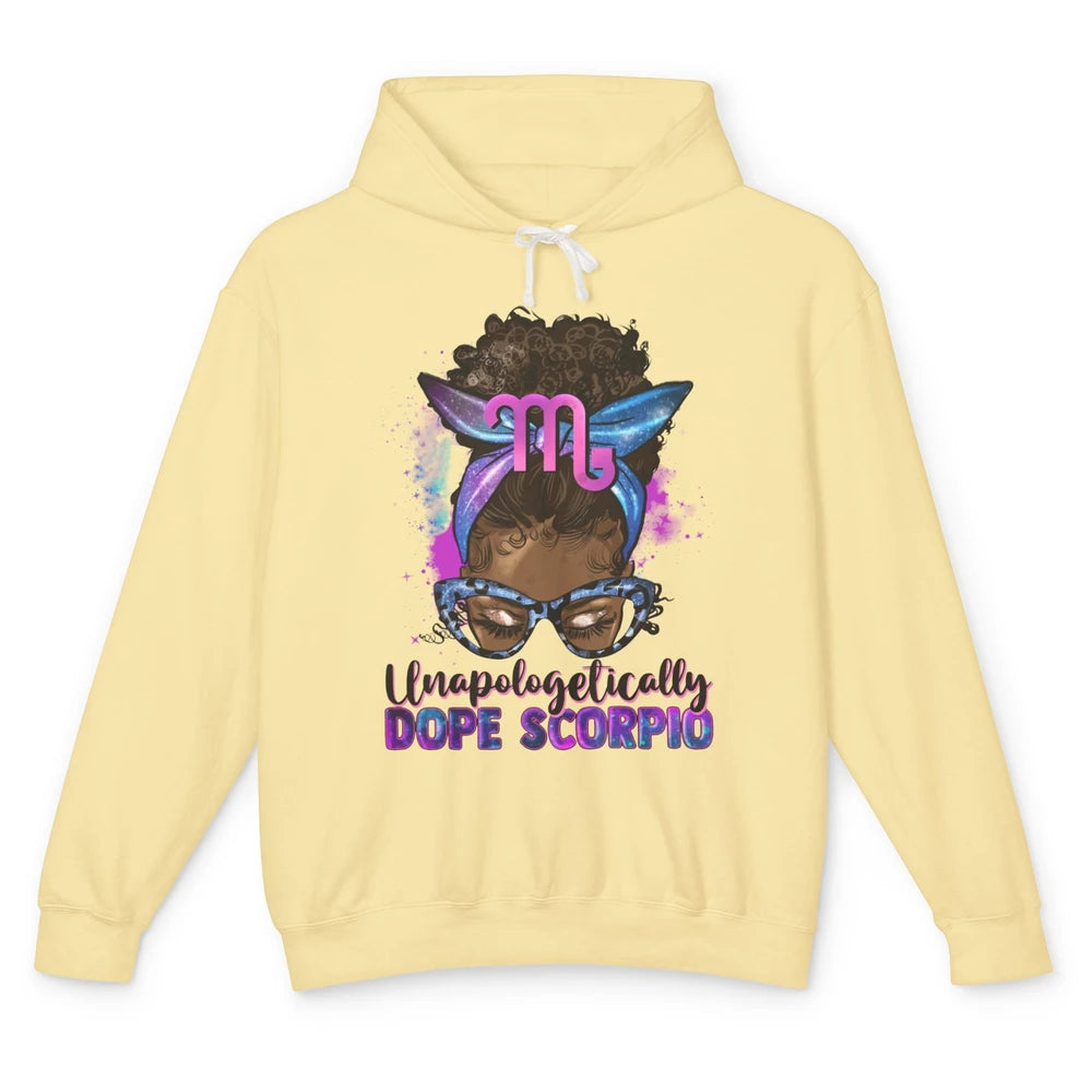 Afro Scorpio Queen Galaxy Horoscope Messy Hair Black Woman Unisex Lightweight Hoodie