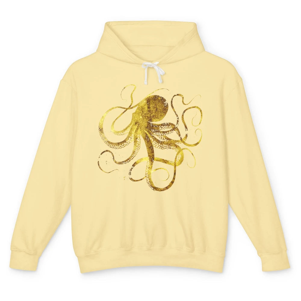 Squid Optical Illusion Octopus Japanese Calligraphy Gyotaku Unisex Lightweight Hoodie