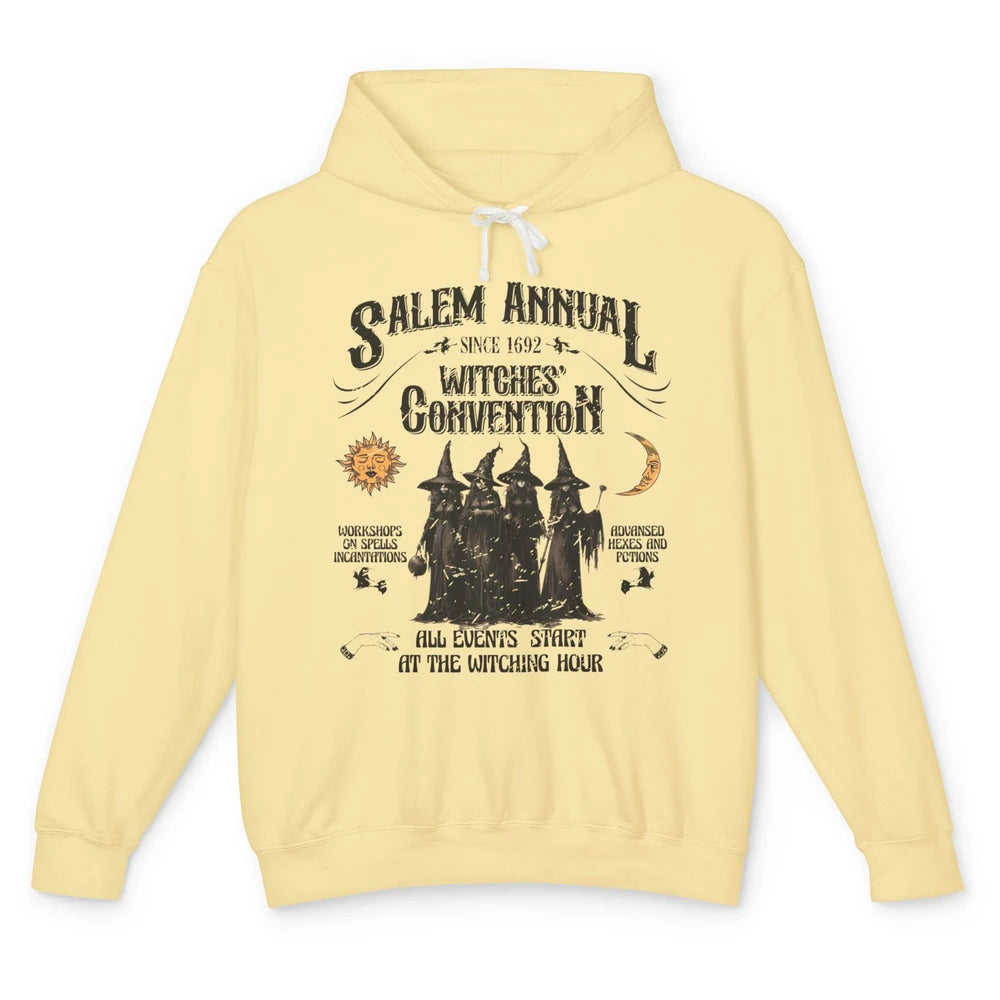 Retro Salem Annual Witches Convention Halloween Witch Magic Unisex Lightweight Hoodie