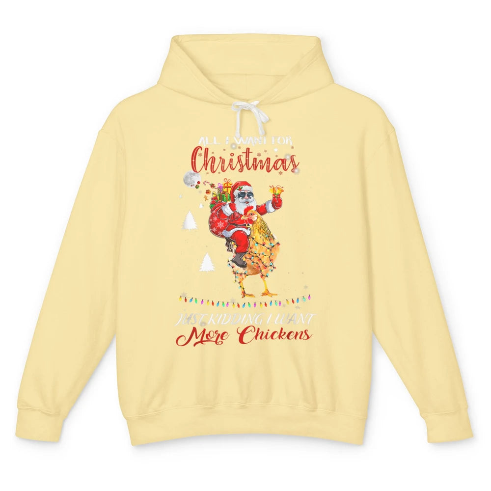 Merry Christmas Funny Santa Claus Riding Chicken Xmas Vibes Unisex Lightweight Hoodie