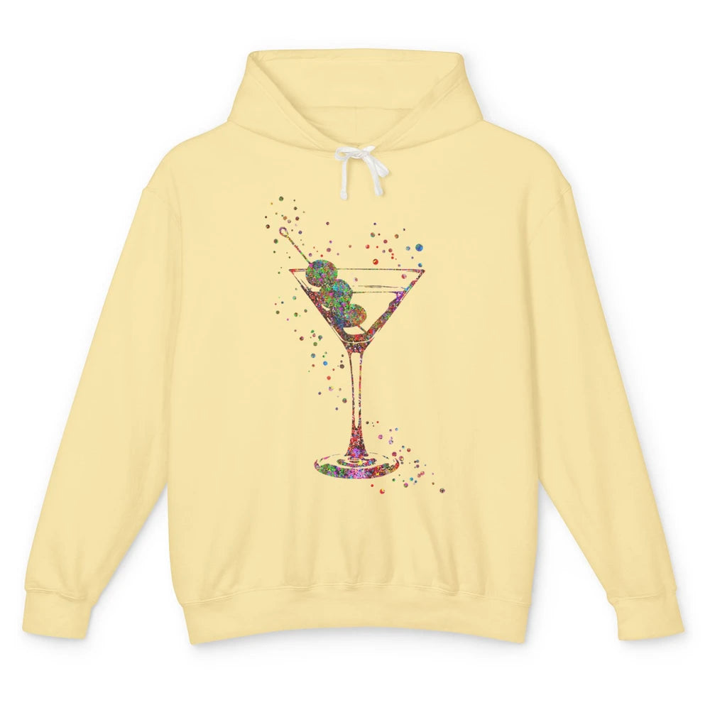 Watercolor Glass Of Martini Cocktails Wine Shot Alcoholic Unisex Lightweight Hoodie