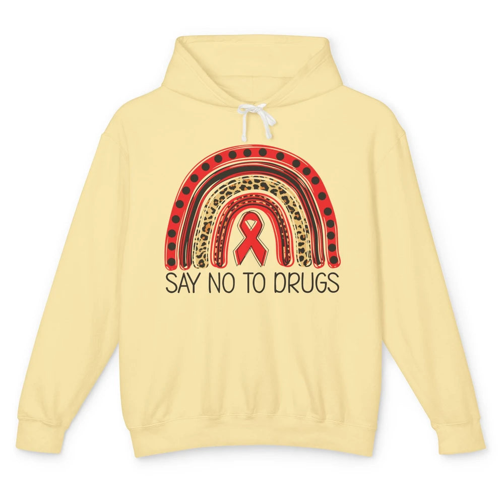 Red Ribbon Week Awareness Leopard Rainbow Say No To Drugs Unisex Lightweight Hoodie