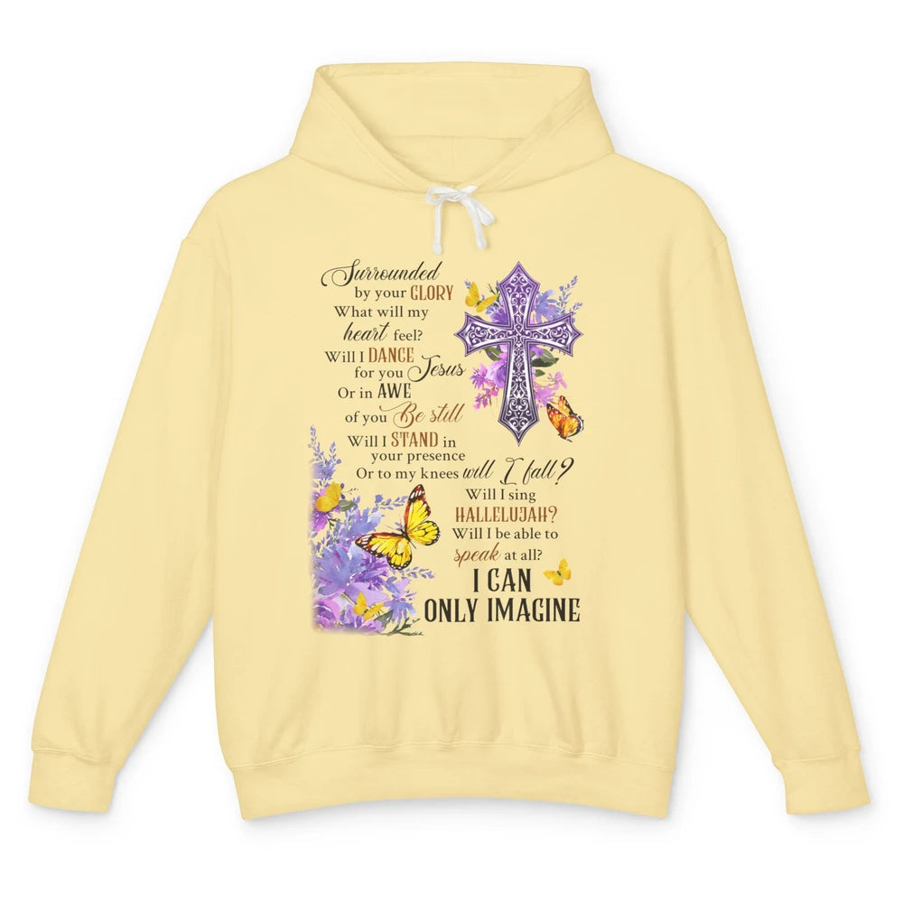 Floral Christian Cross I Can Imagine Bible Verse Religious Unisex Lightweight Hoodie