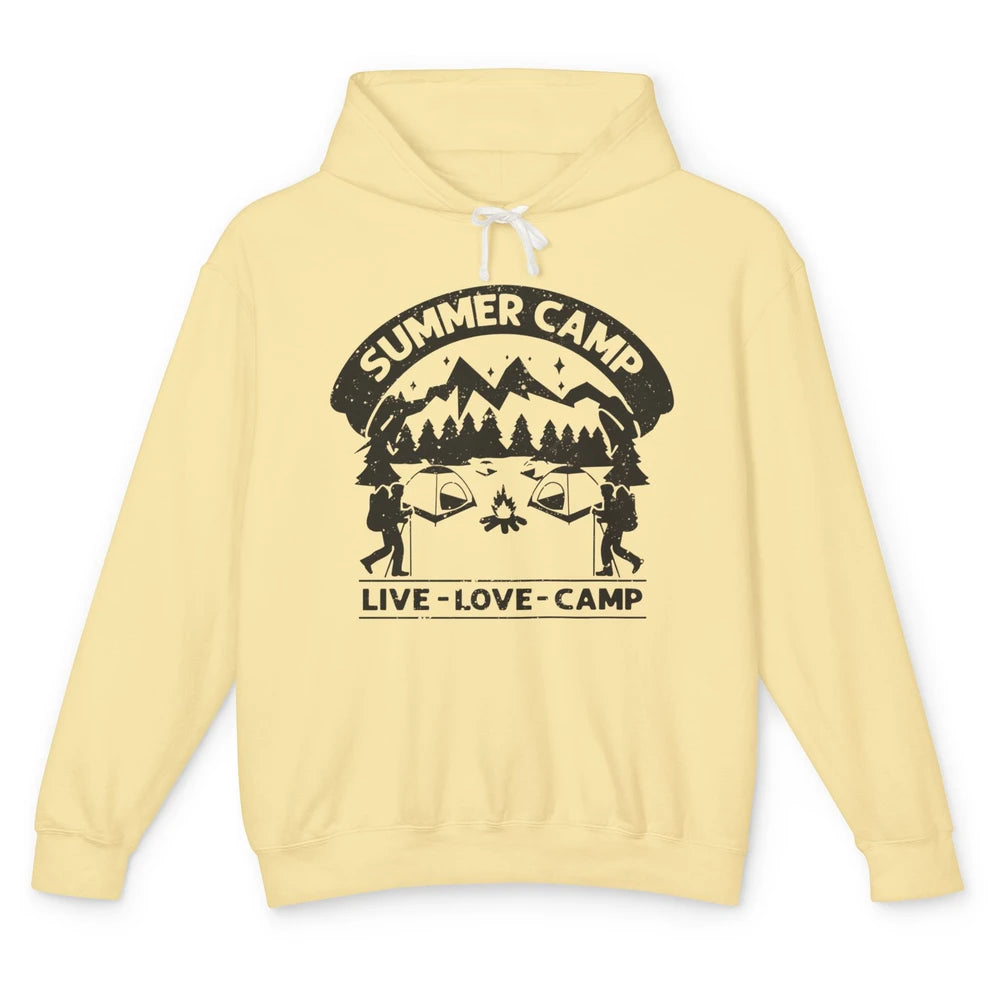 Summer Camp Live Love Camp Vacation Camping Hiking Retro Unisex Lightweight Hoodie