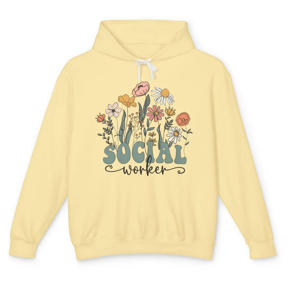 Social Worker Wildflower School Social Worker Teacher Gift Unisex Lightweight Hoodie