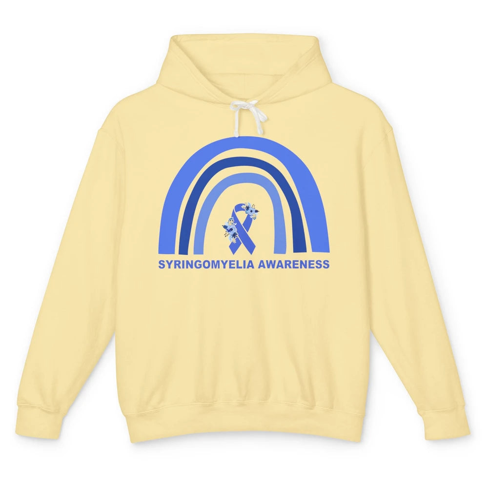 Syringomyelia Awareness Floral Blue Ribbon Rainbow Unisex Lightweight Hoodie