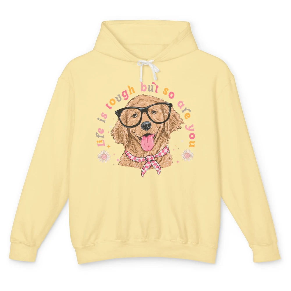 Life Is Tough But So Are You Funny Dog Glasses Dog Lovers Unisex Lightweight Hoodie