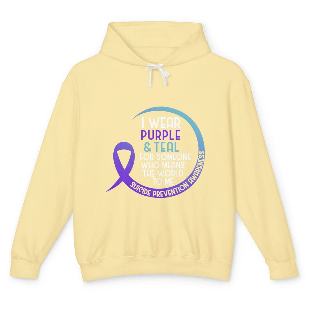 Wear Purple And Teal Ribbon Warrior Suicide Prevention Month Unisex Lightweight Hoodie