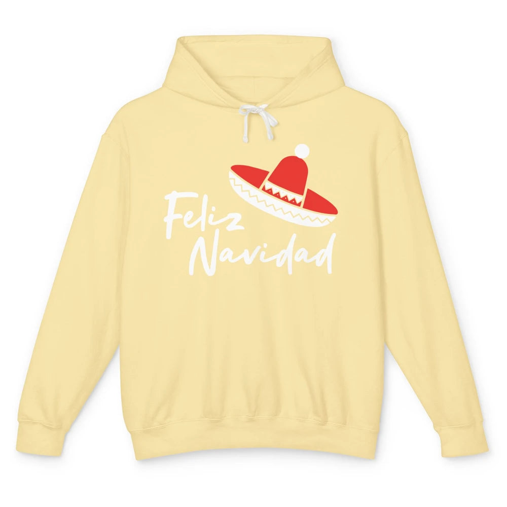 Funny Feliz Navidad Spanish Christmas Mexican Sombrero Gift Unisex Lightweight Hoodie