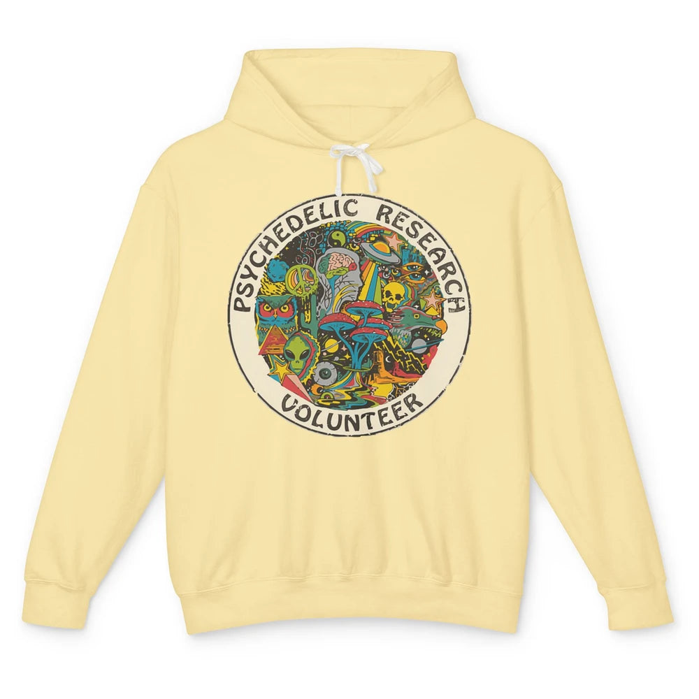 Retro Design Research Volunteer Psychedelic Mushroom Vintage Unisex Lightweight Hoodie