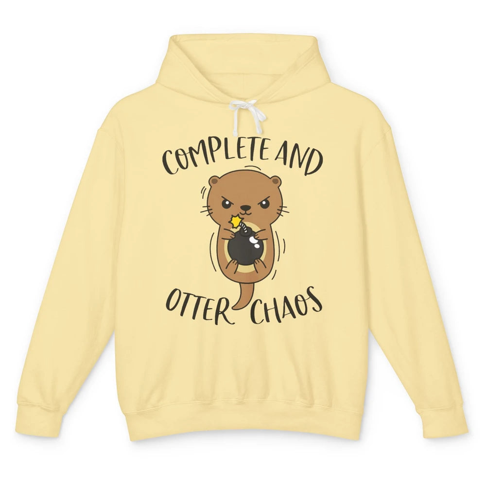 Funny Complete And Otter Chaos Cute Otters Sea Animal Pet Unisex Lightweight Hoodie