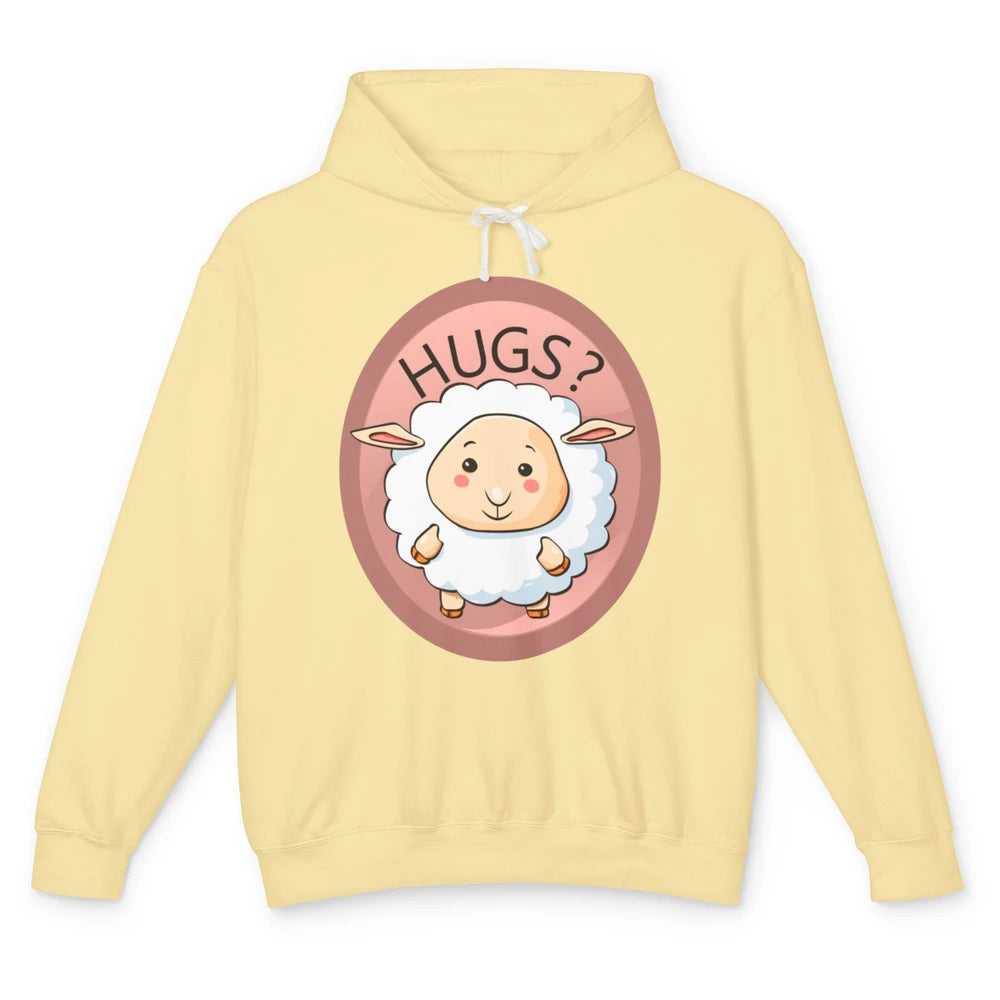 Cute Hugs Baby Sheep Shepherd Lamb Farm Animal Farmer Kawaii Unisex Lightweight Hoodie