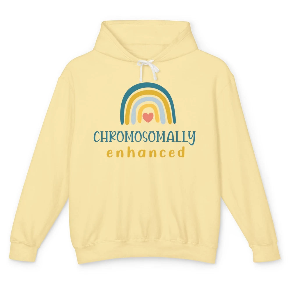 Chromosomes Enhanced Rainbow Down Syndrome T21 Warriors Unisex Lightweight Hoodie