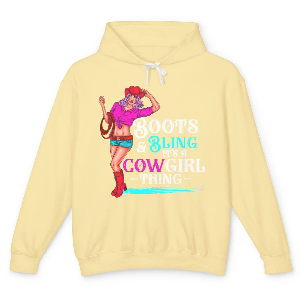 Cowgirl Boots And Bling It's Cowgirl Things Western Country Unisex Lightweight Hoodie