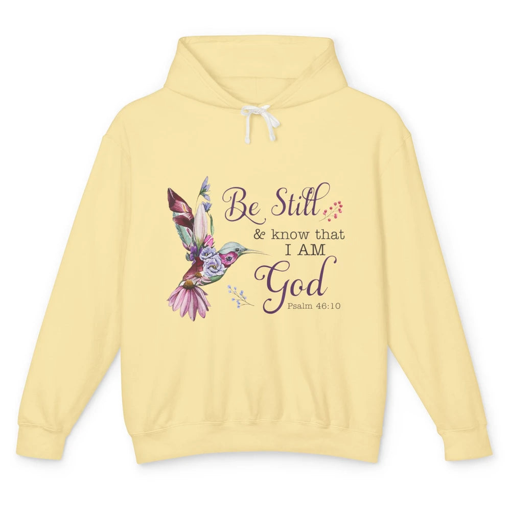 Be Still Know Im God Floral Bird Jesus Christian Bible Verse Unisex Lightweight Hoodie