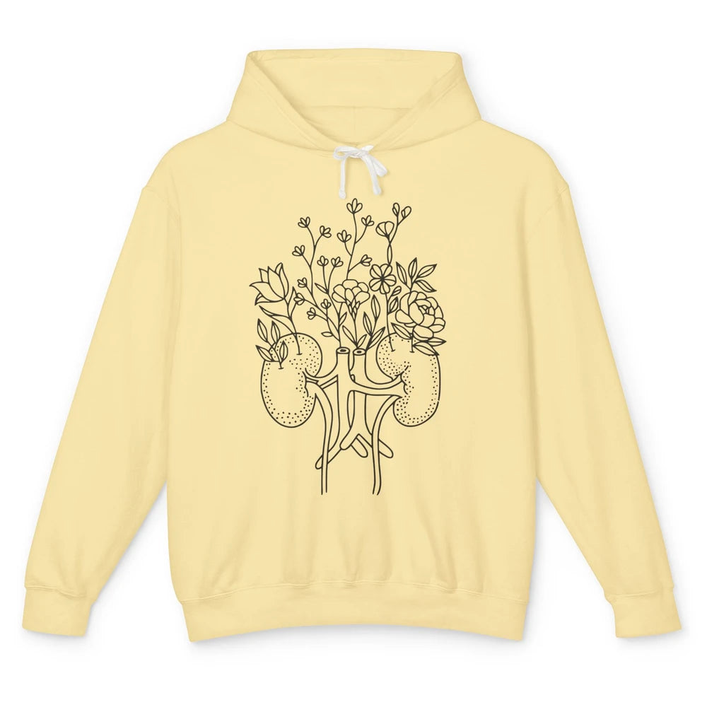 Floral Kidney Anatomy Two Kidneys Human Body Anatomy Unisex Lightweight Hoodie