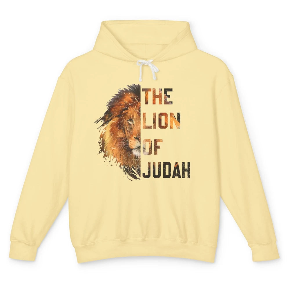 Yeshua Lion Of Judah Bible Verse Christian Faith Religious Unisex Lightweight Hoodie