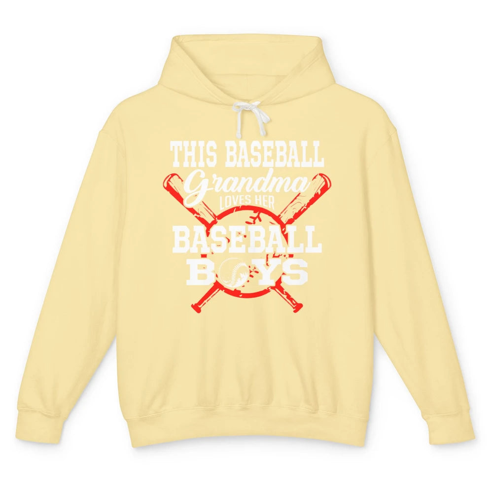 Baseball Grandma Loves Her Baseball Boys Proud Baseball Nana Unisex Lightweight Hoodie