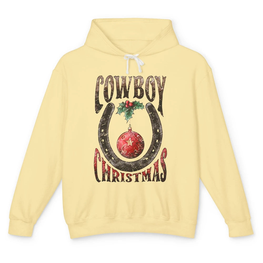 Christmas Cowboy Horseshoe Xmas Balls Western Christmas Unisex Lightweight Hoodie