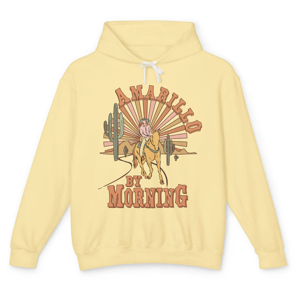 Retro Desert Cowboy Riding Horse Amarillo By Morning Western Unisex Lightweight Hoodie