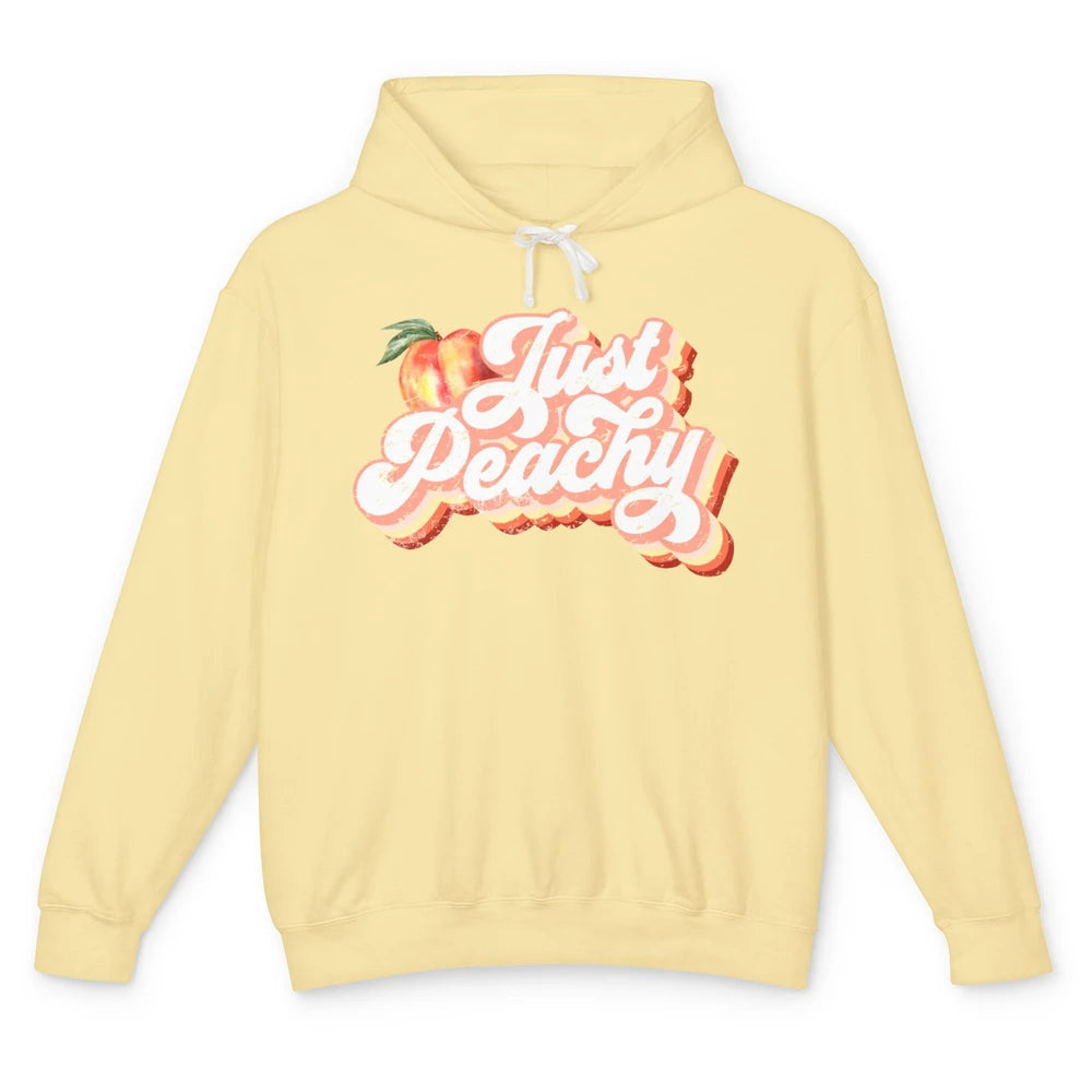 Just Peachy Retro 70s Georgia Peaches Summer Fruit Unisex Lightweight Hoodie