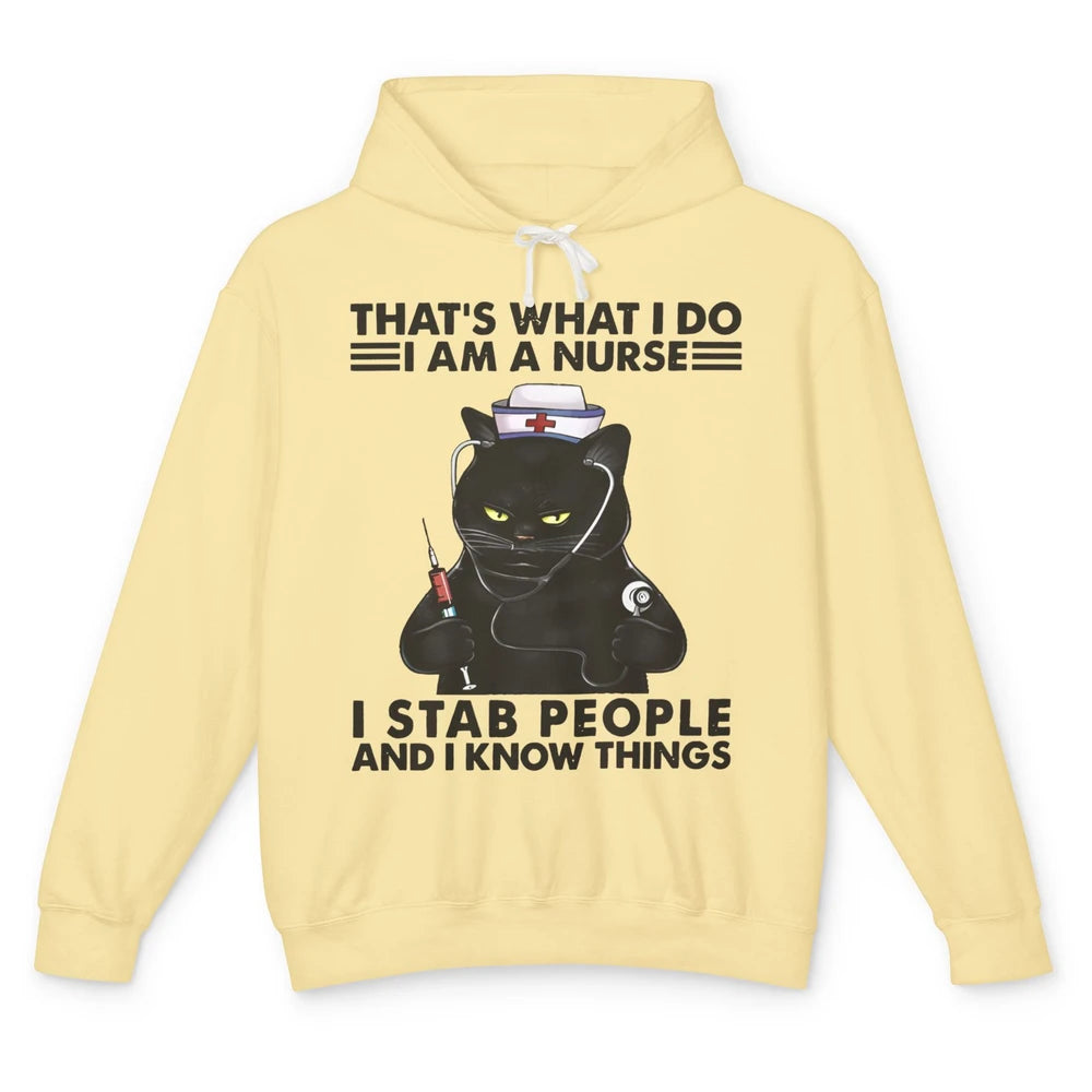 Black Cat That's What I Do I Am A Nurse Funny Nursing Life Unisex Lightweight Hoodie