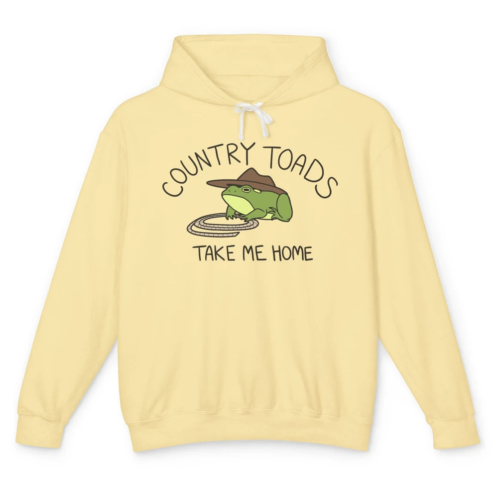 Country Toads Take Me Home Funny Frog Country Cowboy Frog Unisex Lightweight Hoodie