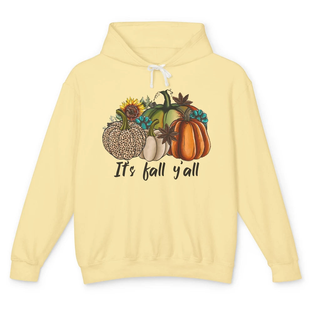 Leopard Pumpkin It's Fall Yall Fall Leaves Western Autumn Unisex Lightweight Hoodie