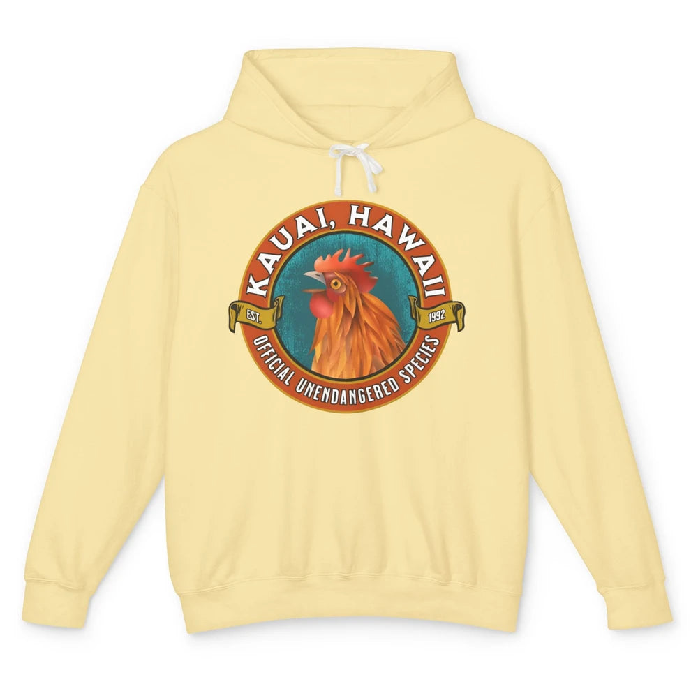 Funny Chicken Rooster Kauai Hawaii Unendangered Species Unisex Lightweight Hoodie