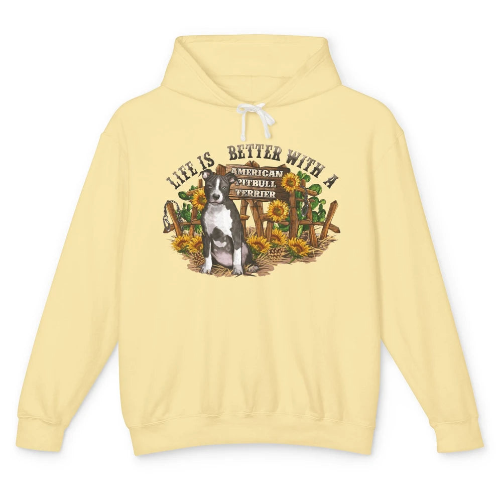 Sunflower Life Is Better With American Pitbull Terrier Mom Unisex Lightweight Hoodie