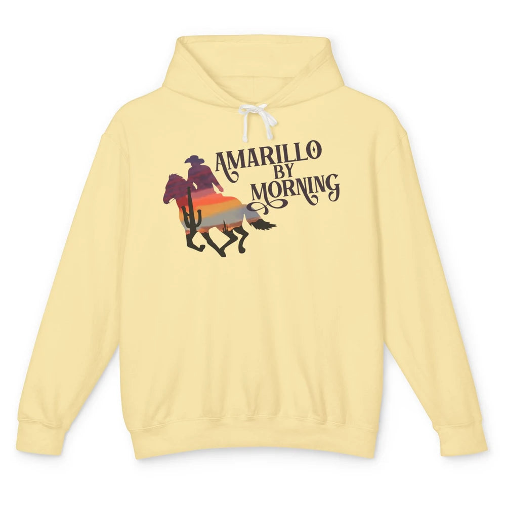 Retro Sunset Cowboy Amarillo By Morning Western Country Unisex Lightweight Hoodie