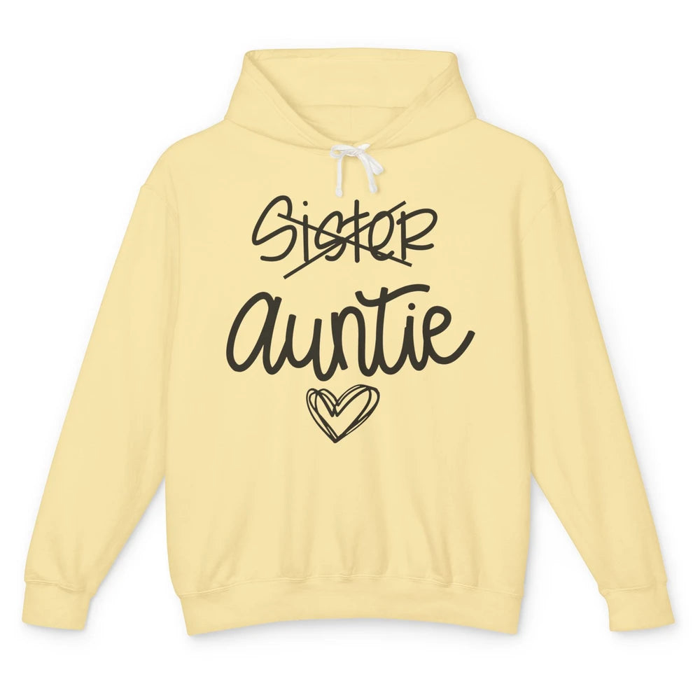 Funny Sister Promoted To Auntie Heart Sister Aunt Gift Unisex Lightweight Hoodie