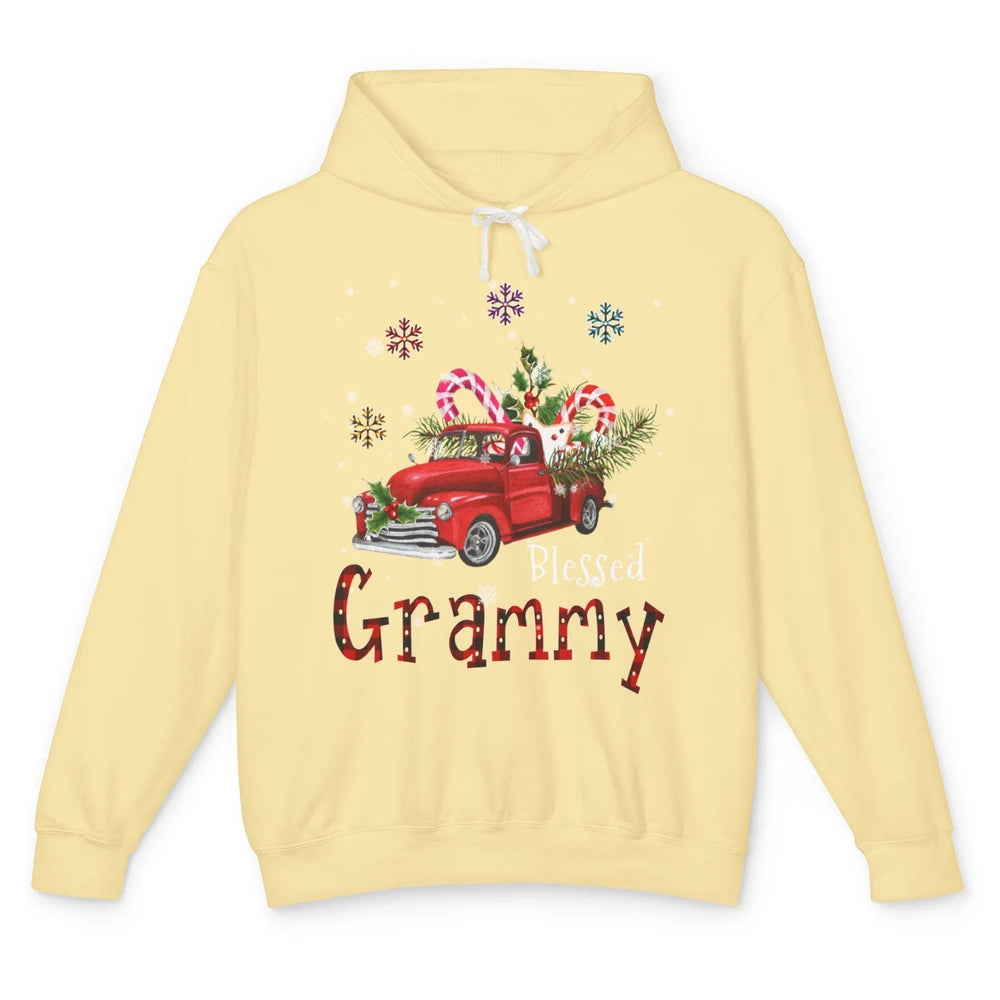 Merry Christmas Blessed Grammy Red Truck Xmas Grandma Retro Unisex Lightweight Hoodie