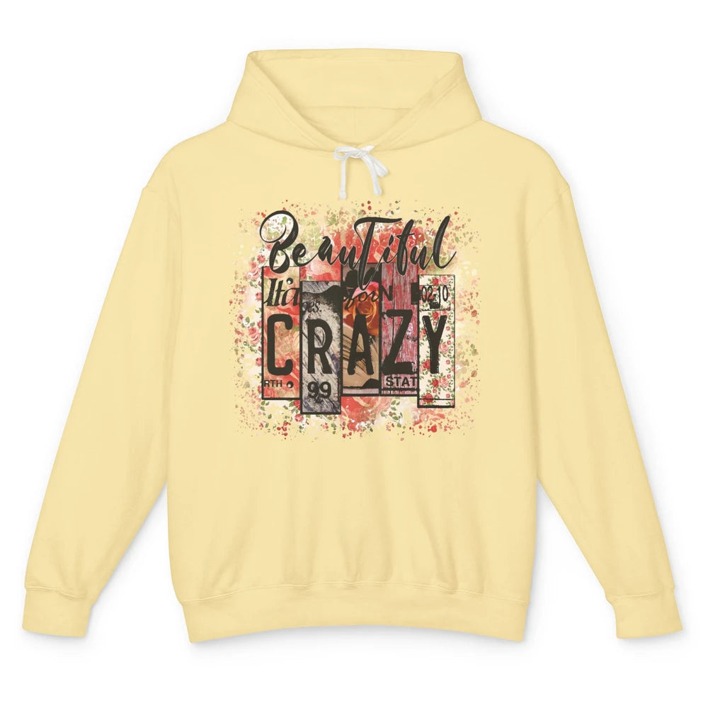 Retro Floral Western Cowgirl Beautiful Crazy Country Music Unisex Lightweight Hoodie