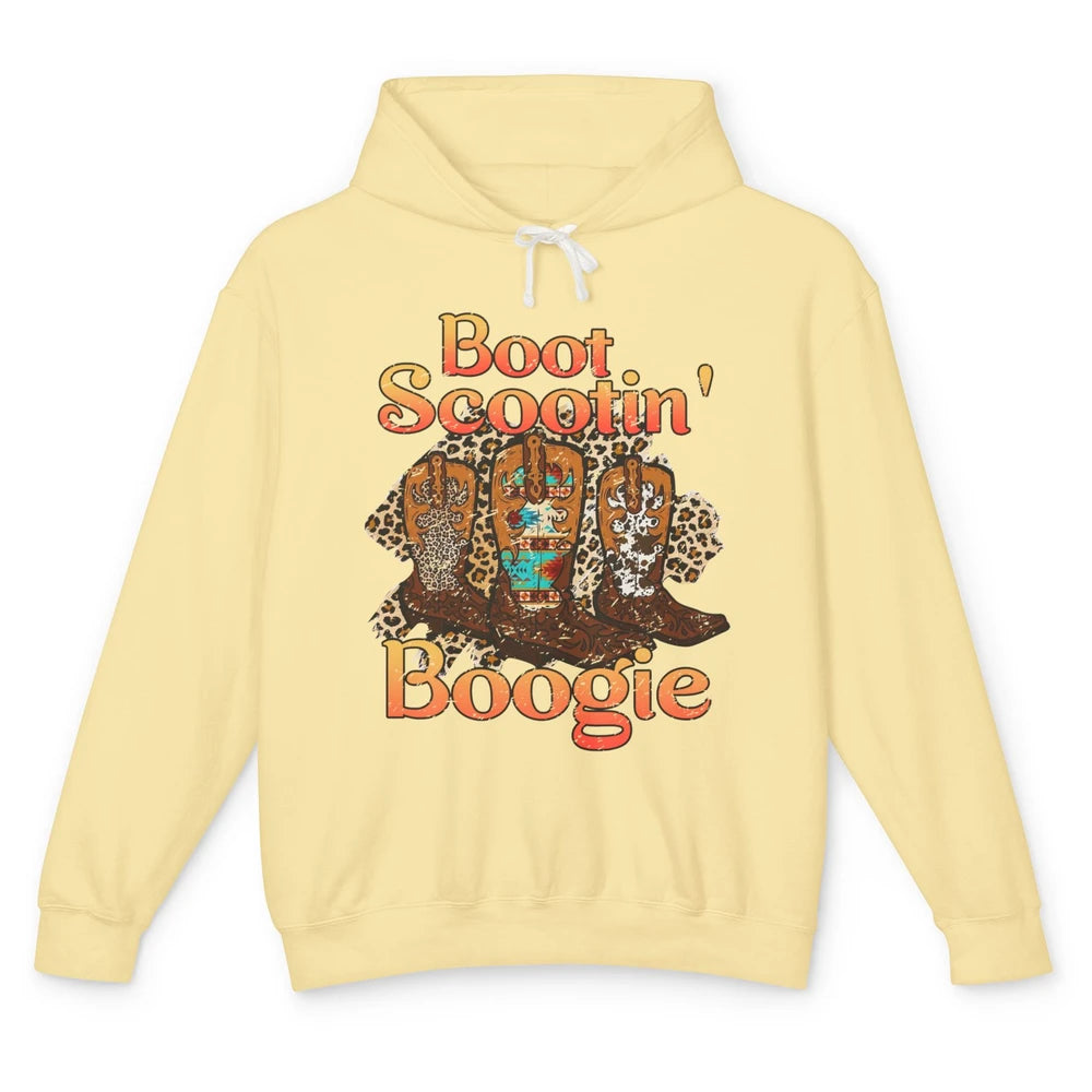 Leopard Cowboy Boots Scooting Boogie Western Country Cowgirl Unisex Lightweight Hoodie