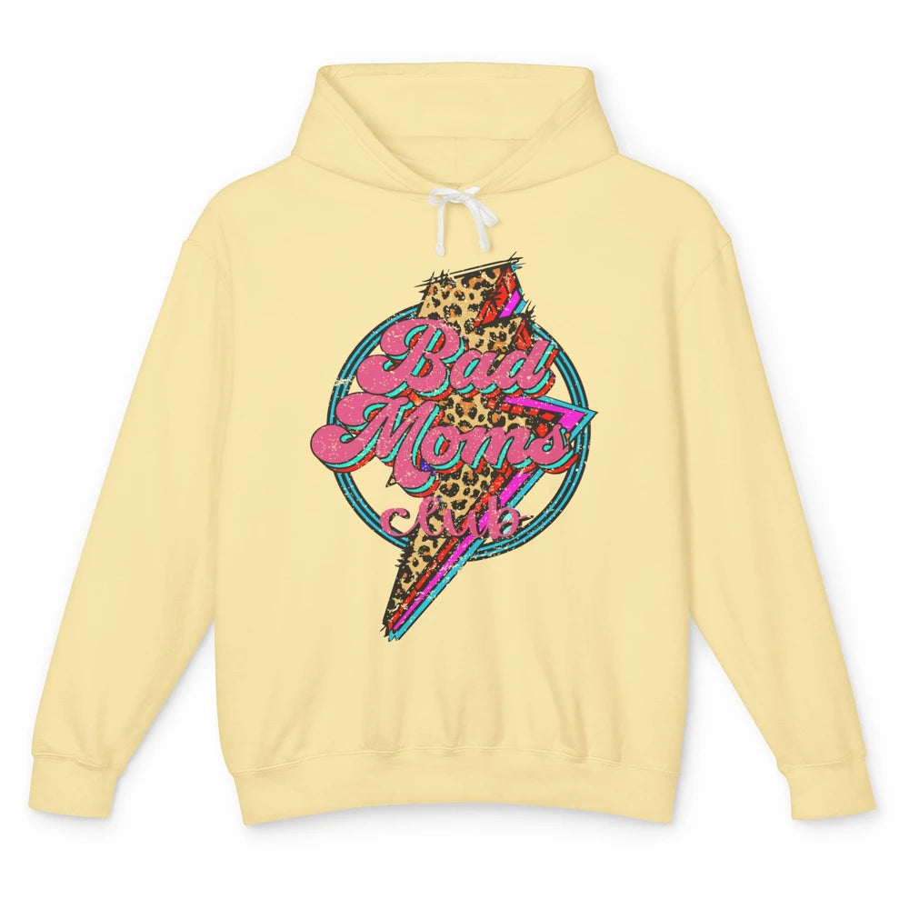 Leopard Proud Member Of Bad Moms Club Lightning Bolt Western Unisex Lightweight Hoodie