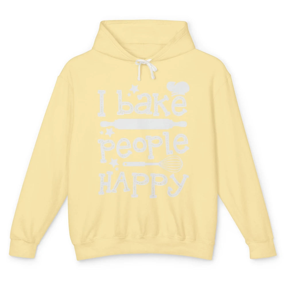 I Bake People Happy Chef Hat Baker Baking Retro Bakery Whisk Unisex Lightweight Hoodie