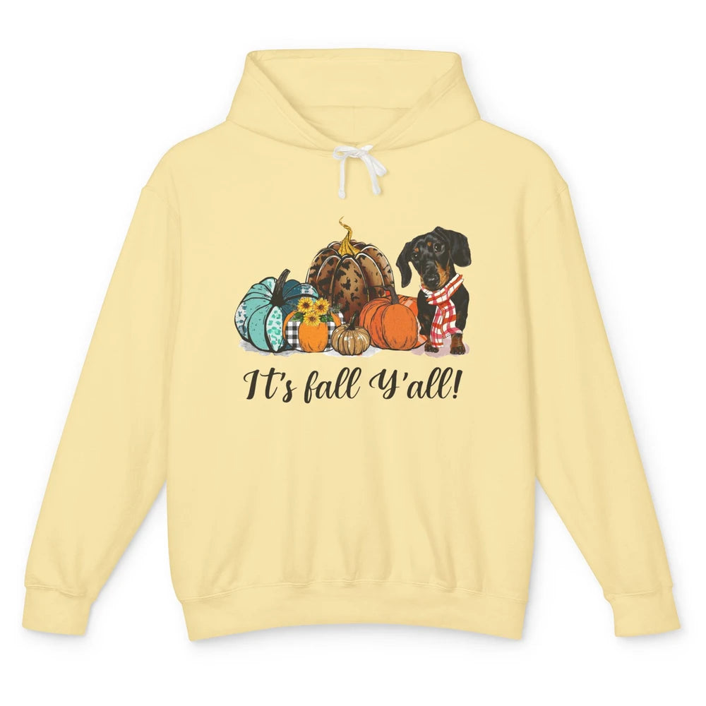 Weenie Dog Love Fall Yall Pumpkin Autumn Halloween Dachshund Unisex Lightweight Hoodie