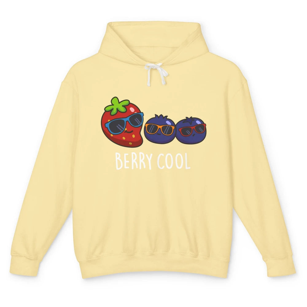 Berry Cool Funny Strawberry Pun Best Friend Summer Retro Unisex Lightweight Hoodie