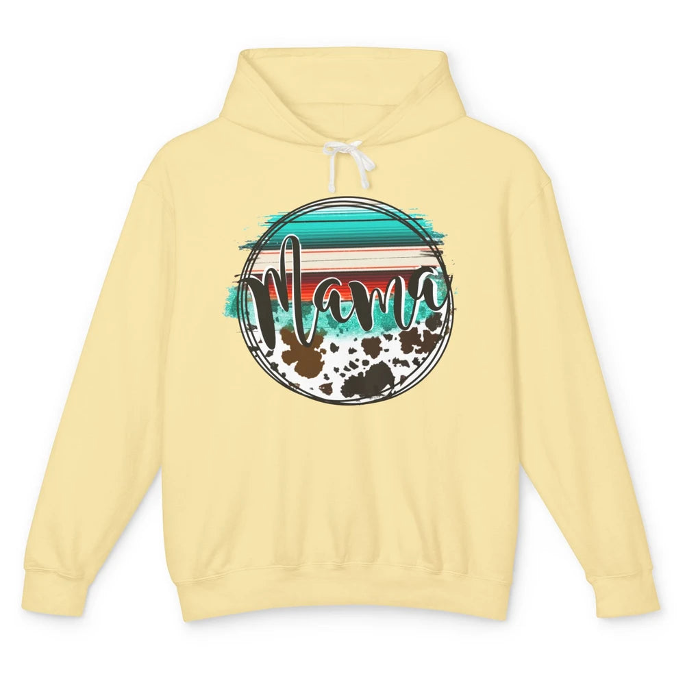 Western Country Boho Mama Cowhide Turquoise Western Mama Unisex Lightweight Hoodie