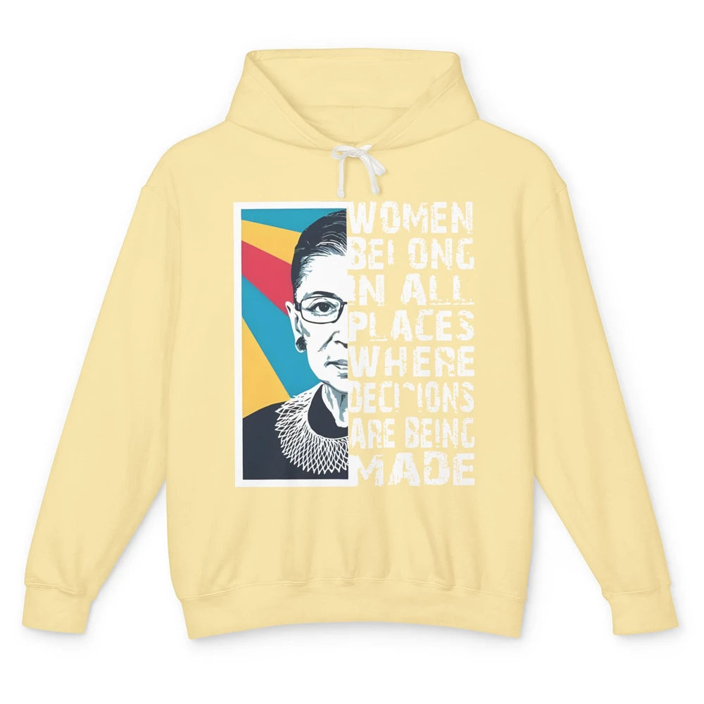 Women Rights Ruth Bader Ginsburg Feminism Support Girl Power Unisex Lightweight Hoodie