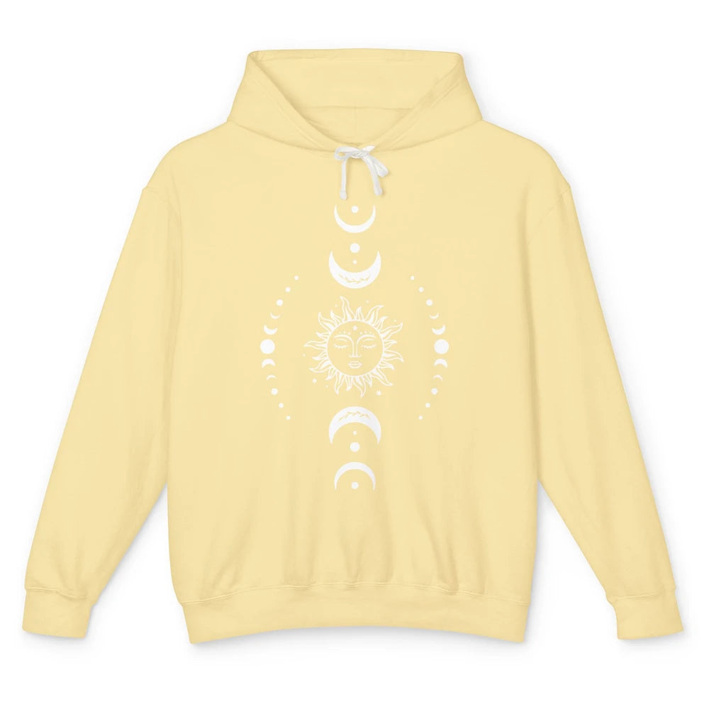 Sun Moon Mystical Celestial Gothic Boho Vintage Bohemian Unisex Lightweight Hoodie