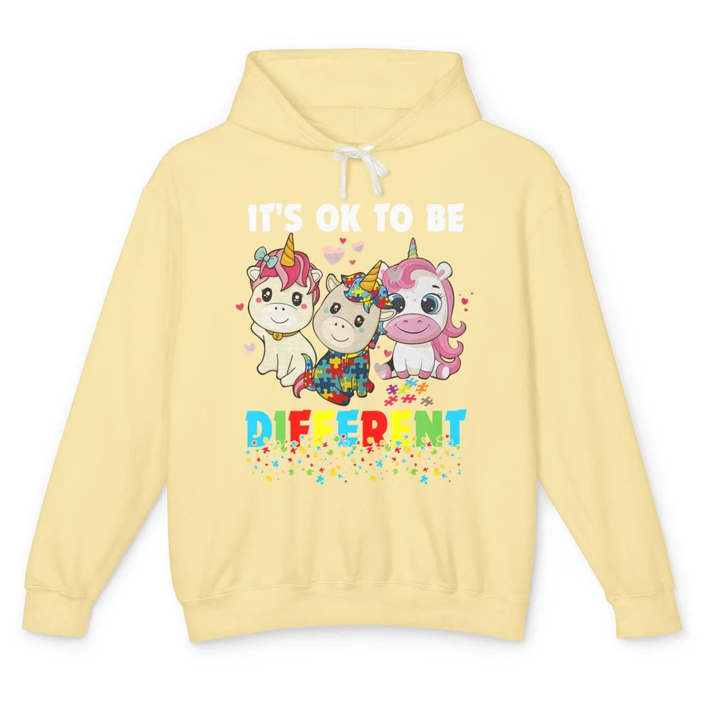 Autism Awareness Puzzles Baby Unicorn Okay To Be Different Unisex Lightweight Hoodie