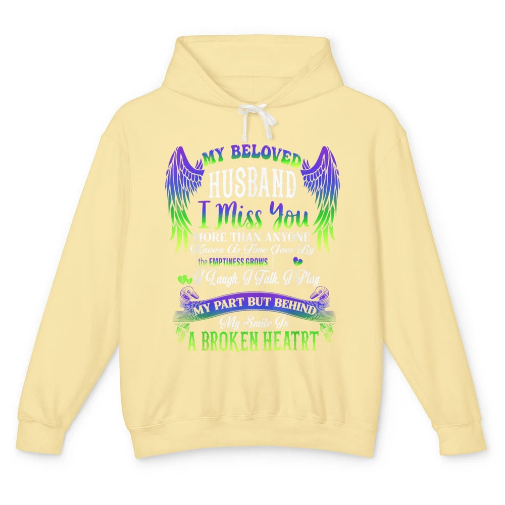 My Husband My Angel In Heaven Love Miss You Husband Wings Unisex Lightweight Hoodie