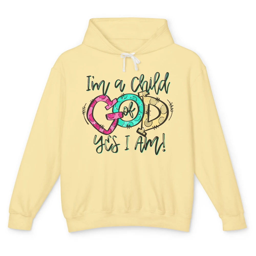 Christian I'm Child of God Hand Drawn Bible Verse Religious Unisex Lightweight Hoodie