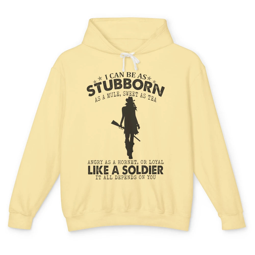 Retro Cowgirl Stubborn As Mule Sweet As Tea Western Country Unisex Lightweight Hoodie