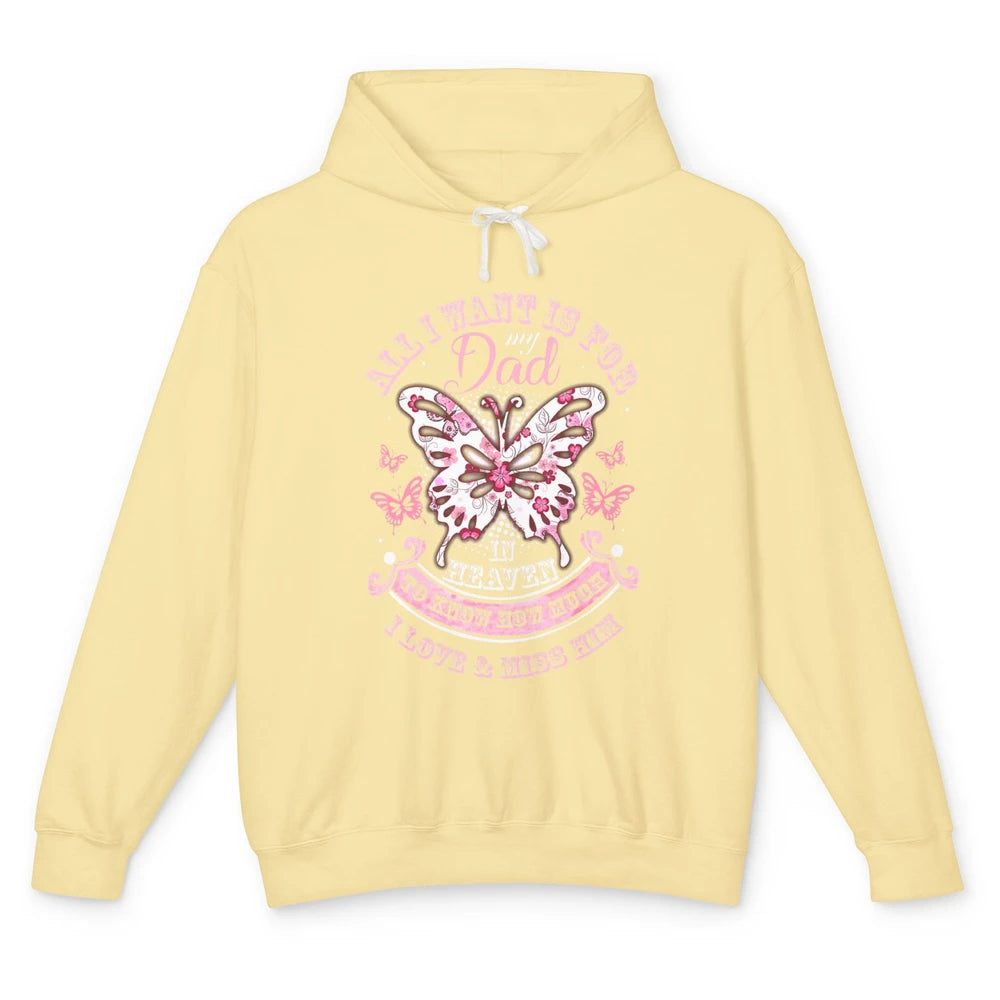 Heaven Beautiful Dad In Heaven Angel Butterfly Papa Guardian Unisex Lightweight Hoodie