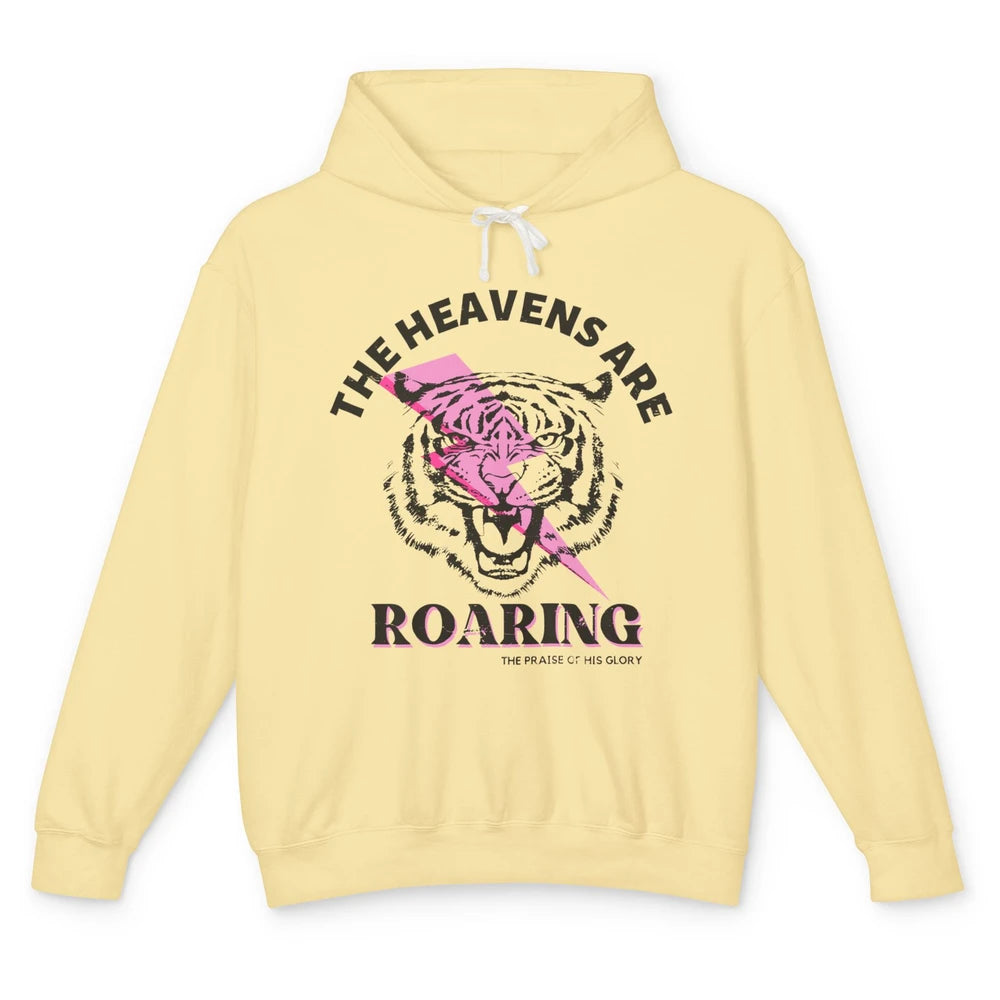 Lion Lightning Bolt Heavens Are Roaring Bible Verse Catholic Unisex Lightweight Hoodie