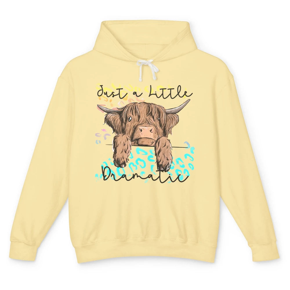 Funny Baby Highland Cow Just A Little Dramatic Western Cow Unisex Lightweight Hoodie